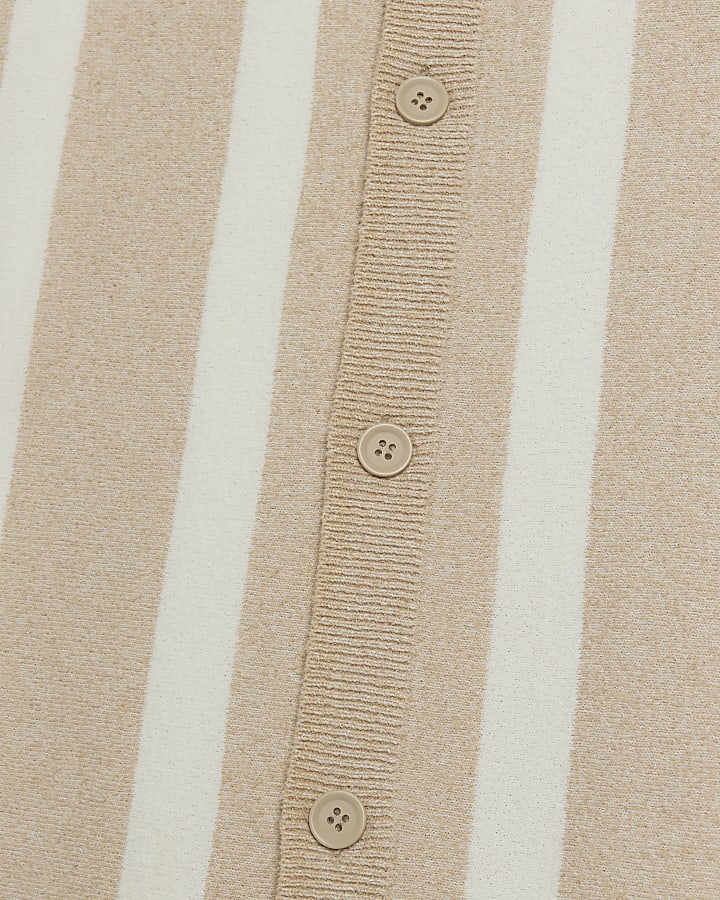 Beige Regular Fit Boucle Stripe Shirt
