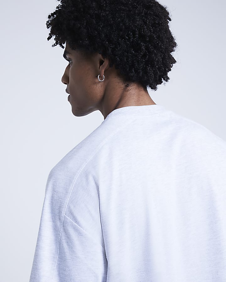 Grey Marl Panelled Seam T-shirt