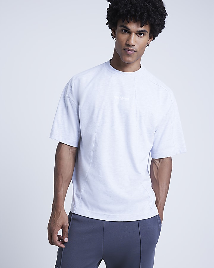 Grey Marl Panelled Seam T-shirt