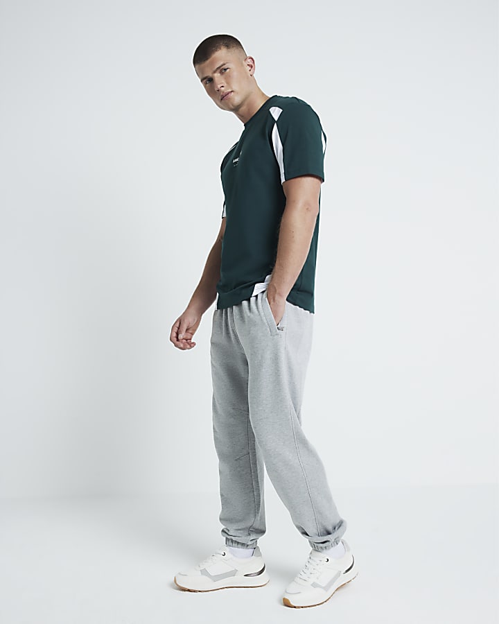 Green regular fit colour block t-shirt