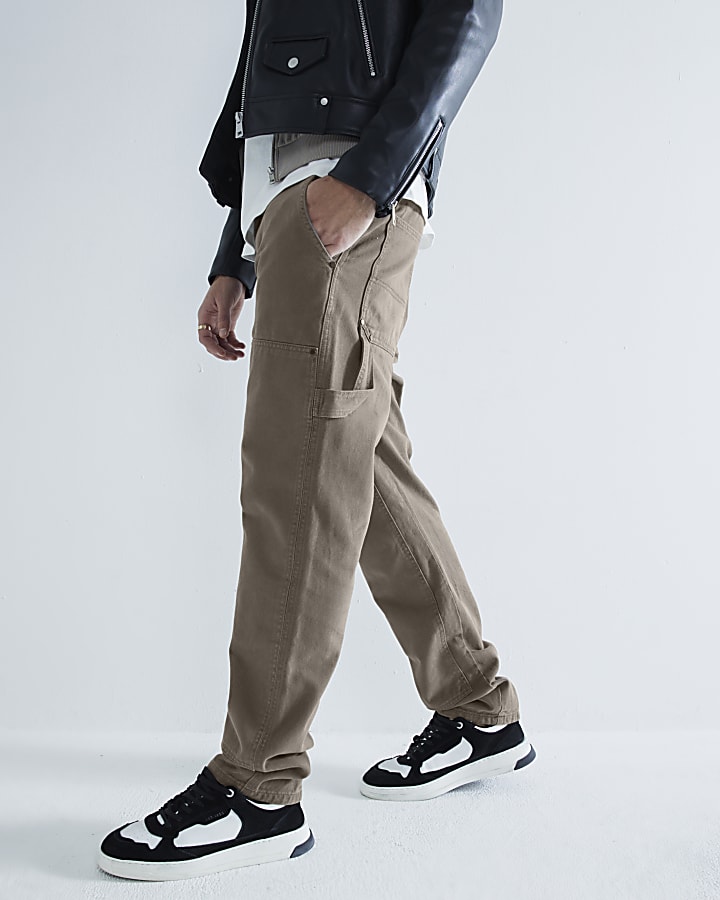 Brown Relaxed Fit Carpenter Trousers