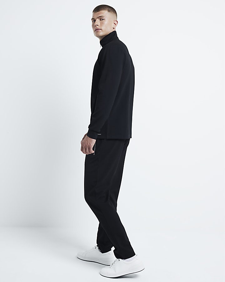 Black slim fit stretch textured joggers