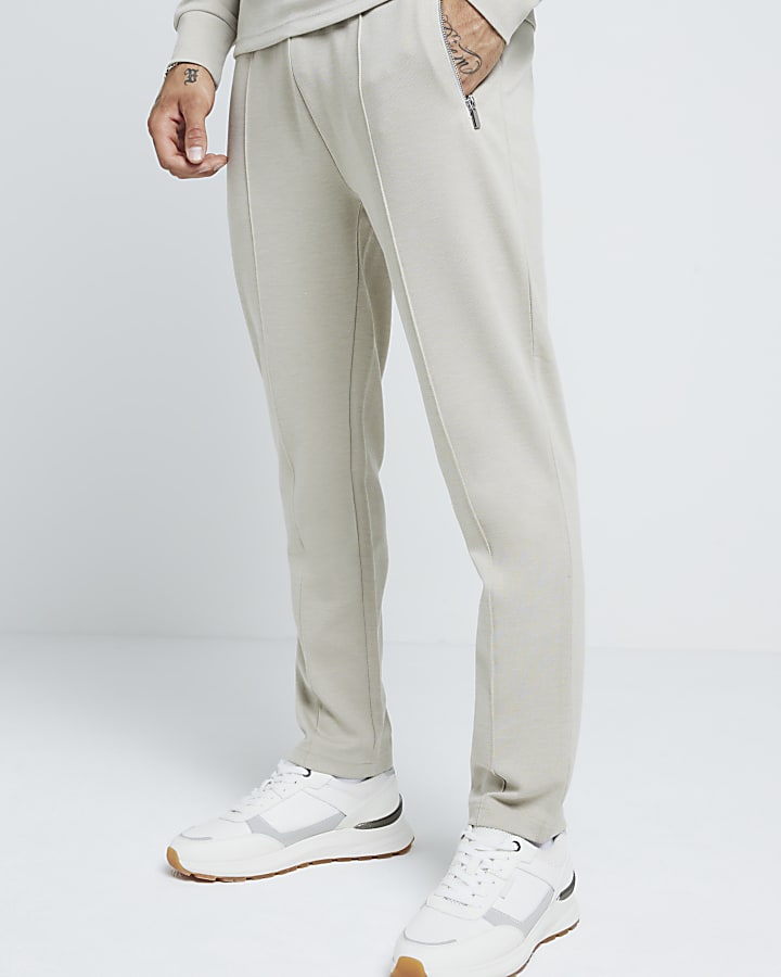 Stone slim fit stretch textured joggers