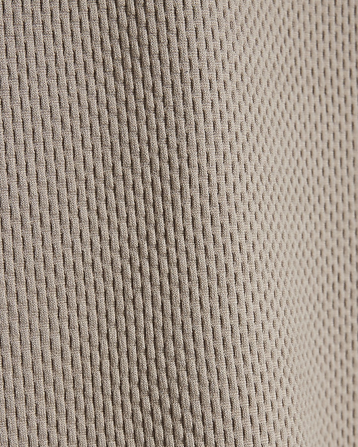 Stone slim fit textured baseball polo