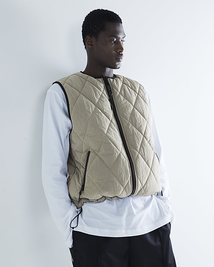 Grey Diamond Quilt Gilet