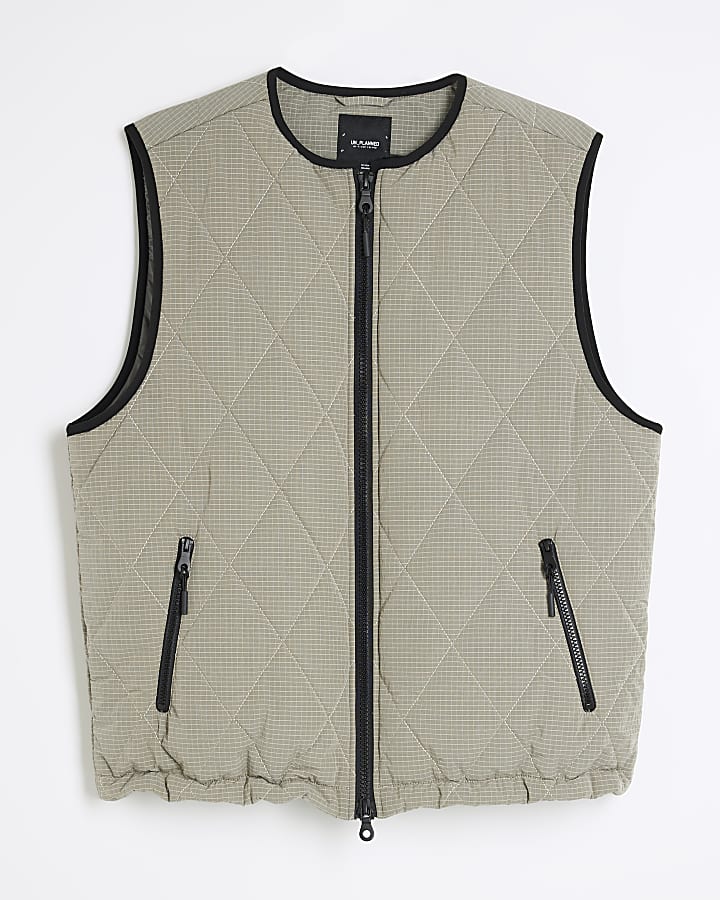 Grey Diamond Quilt Gilet