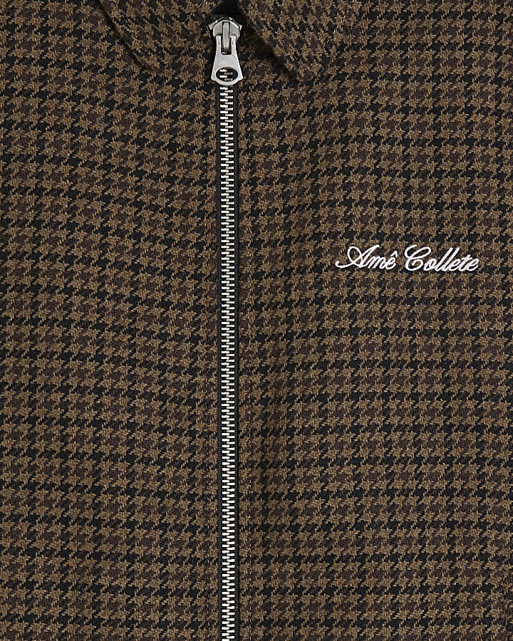 Brown Check Zip Jacket