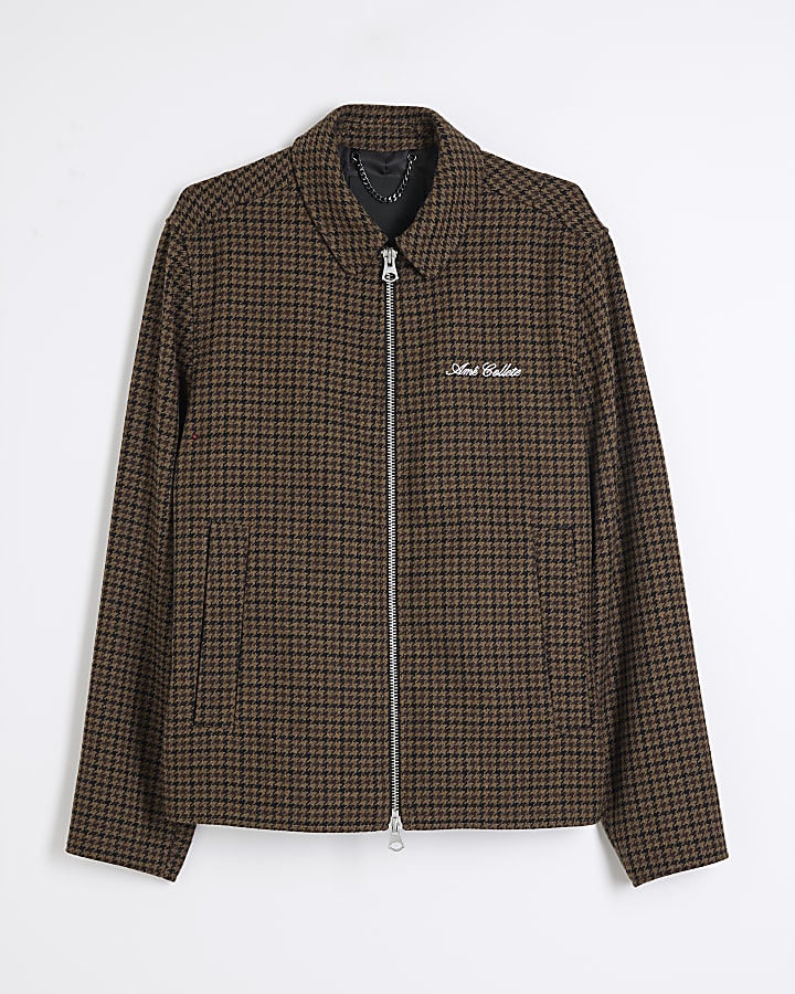 Brown Check Zip Jacket