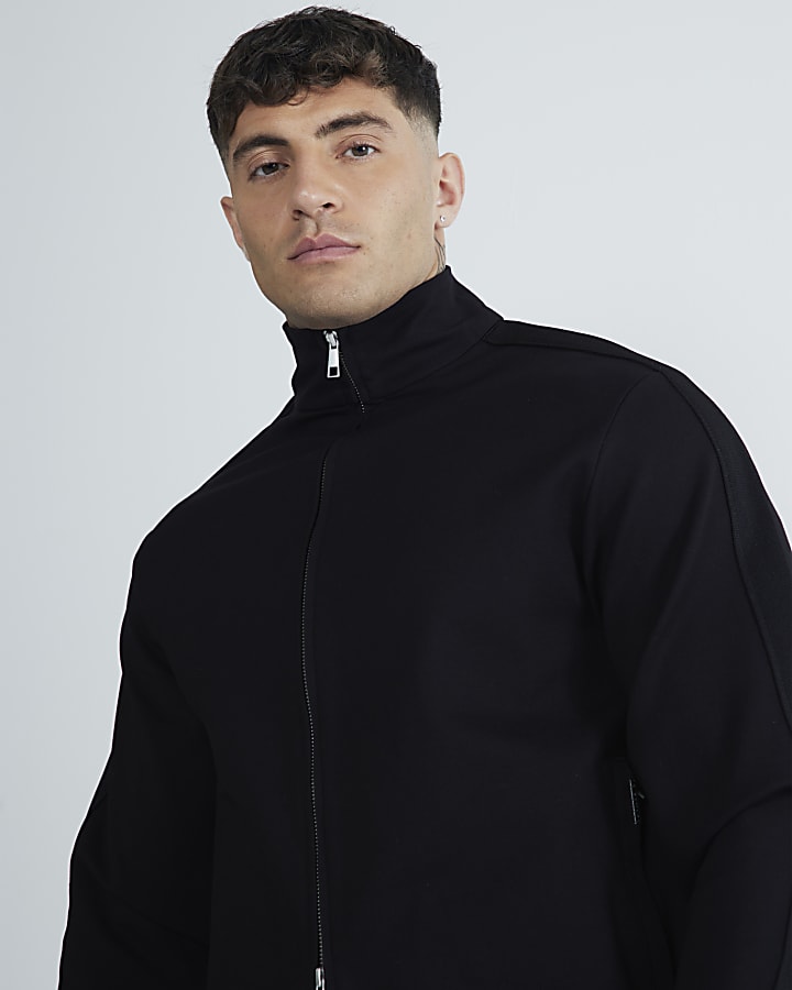 Black Regular Fit Zip Through Jacket