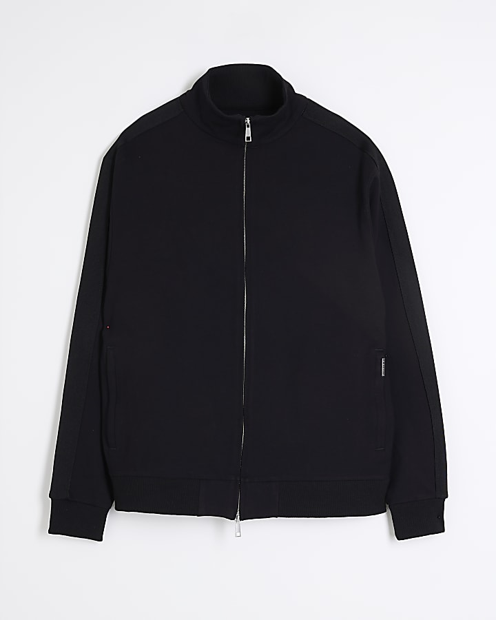 Black Regular Fit Zip Through Jacket