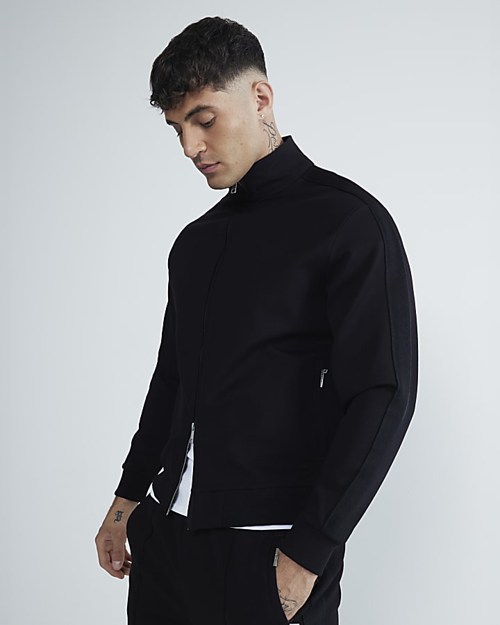 Black Regular Fit Zip Through Jacket