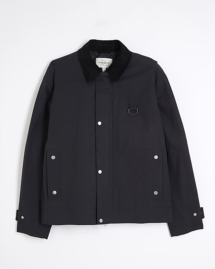 Navy Waxed Cord Collar Jacket