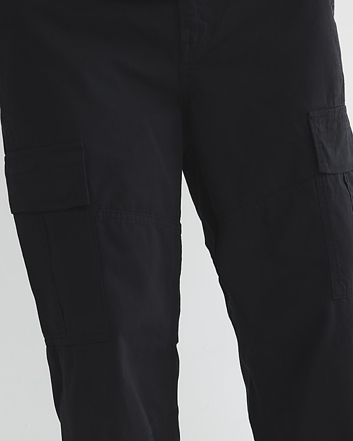 Black loose fit cargo trousers