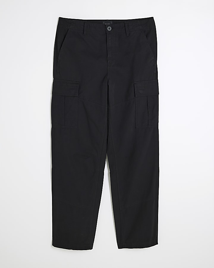 Black loose fit cargo trousers