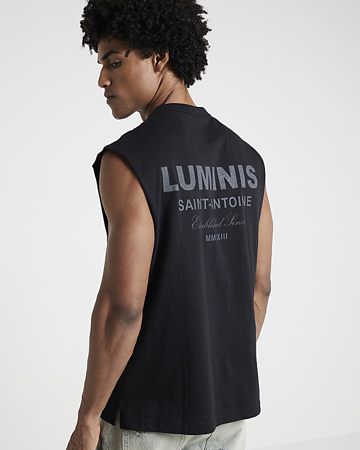 Black regular fit Luminis graphic vest top