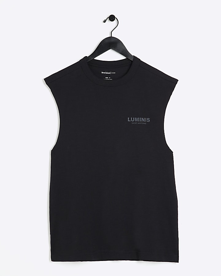 Black regular fit Luminis graphic vest top