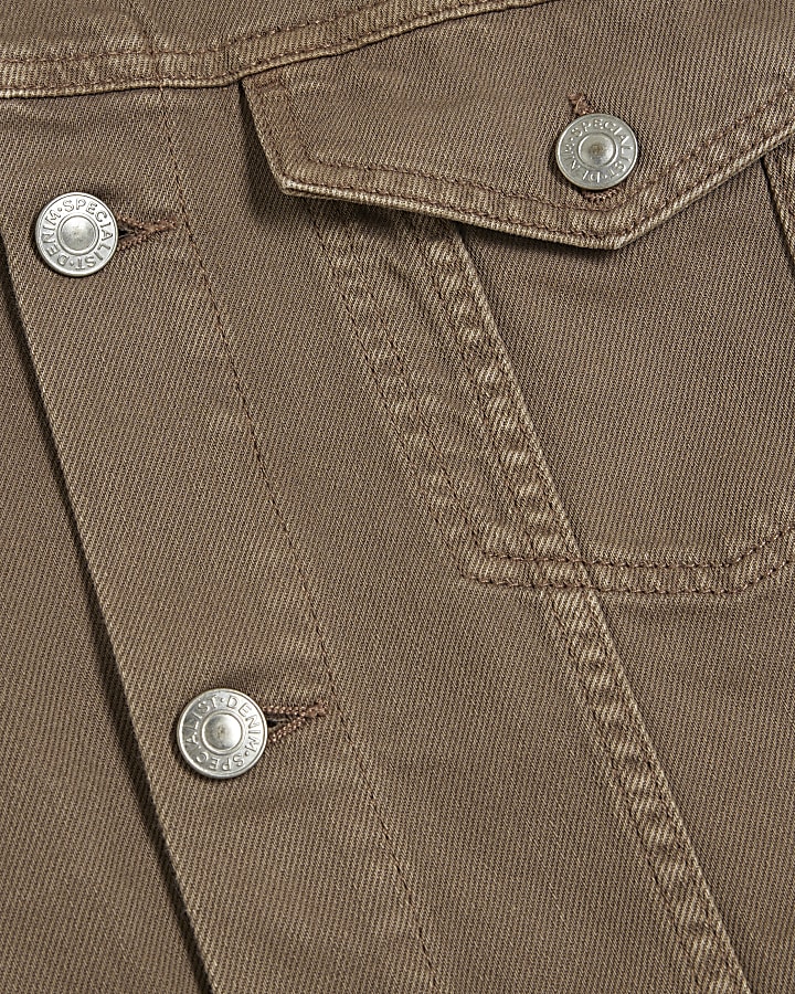 Brown Denim Embroidered Jacket