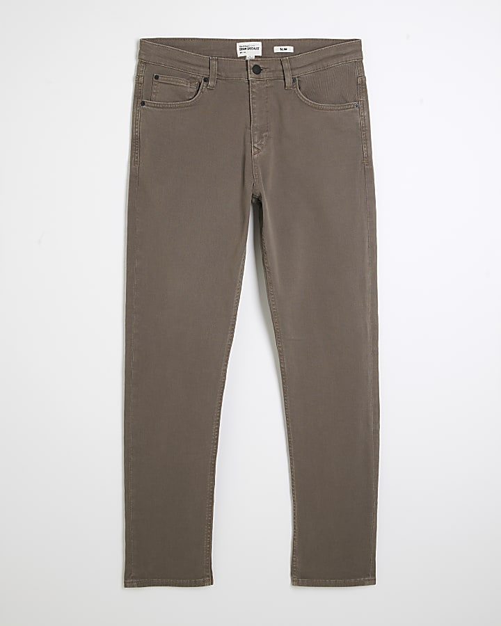 Brown Slim Fit Denim Jeans