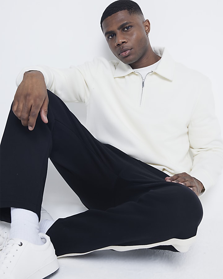 Beige regular fit rugby sweatshirt