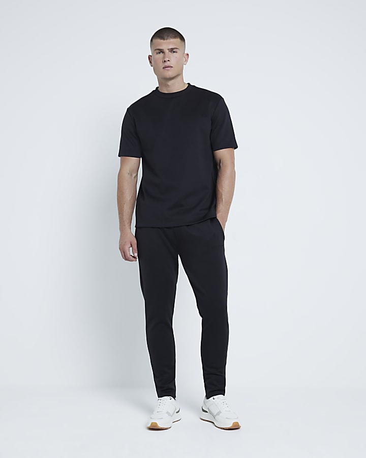 Black Slim Fit Joggers River Island