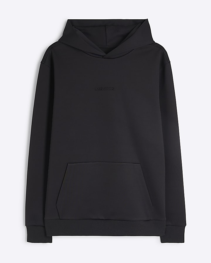Black Slim Fit Embossed Les Amis Hoodie
