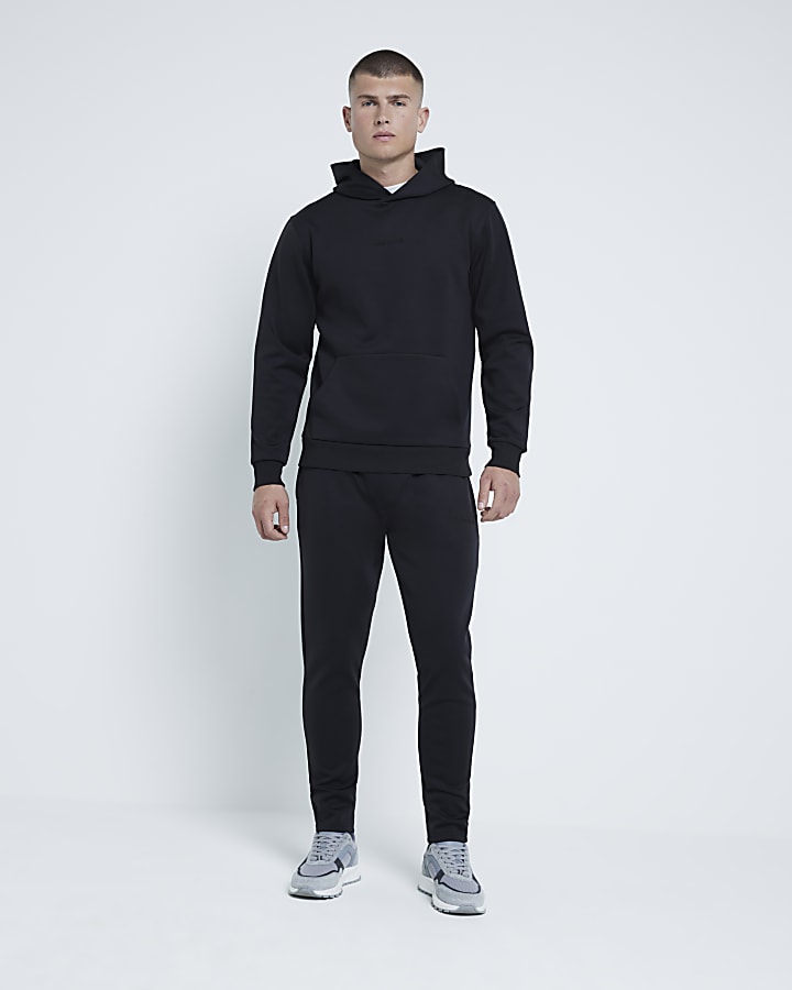 Black Slim Fit Embossed Les Amis Hoodie