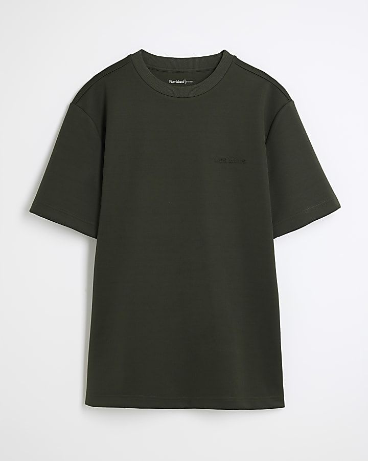 Khaki Slim Fit Embroidered Les Amis T-Shirt