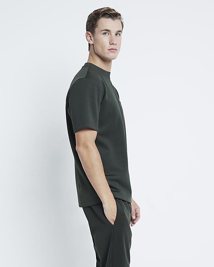 Khaki Slim Fit Embroidered Les Amis T-Shirt