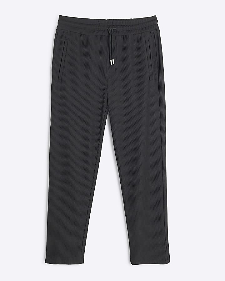 Black Regular Fit Plisse Jogger