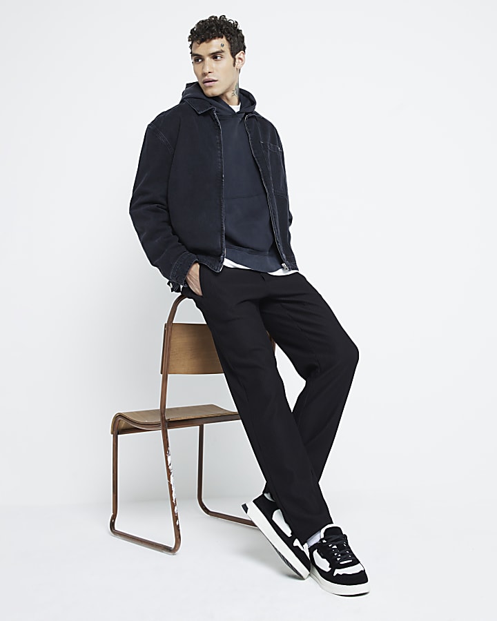 Black Regular Fit Plisse Jogger