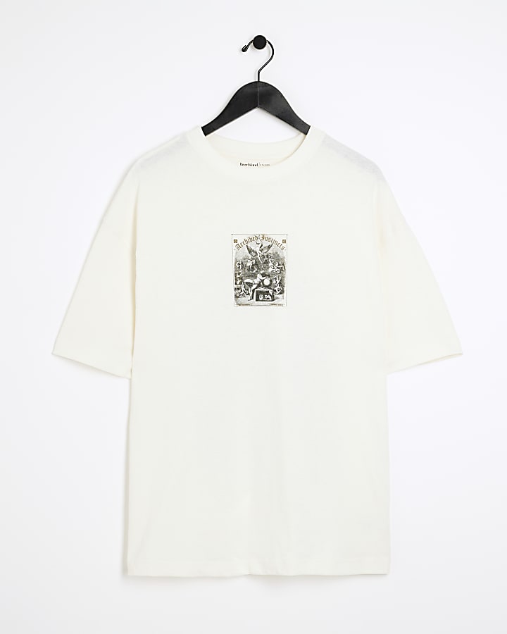 Ecru oversized fit graphic t-shirt