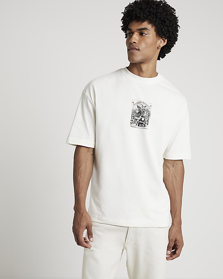 Ecru oversized fit graphic t-shirt