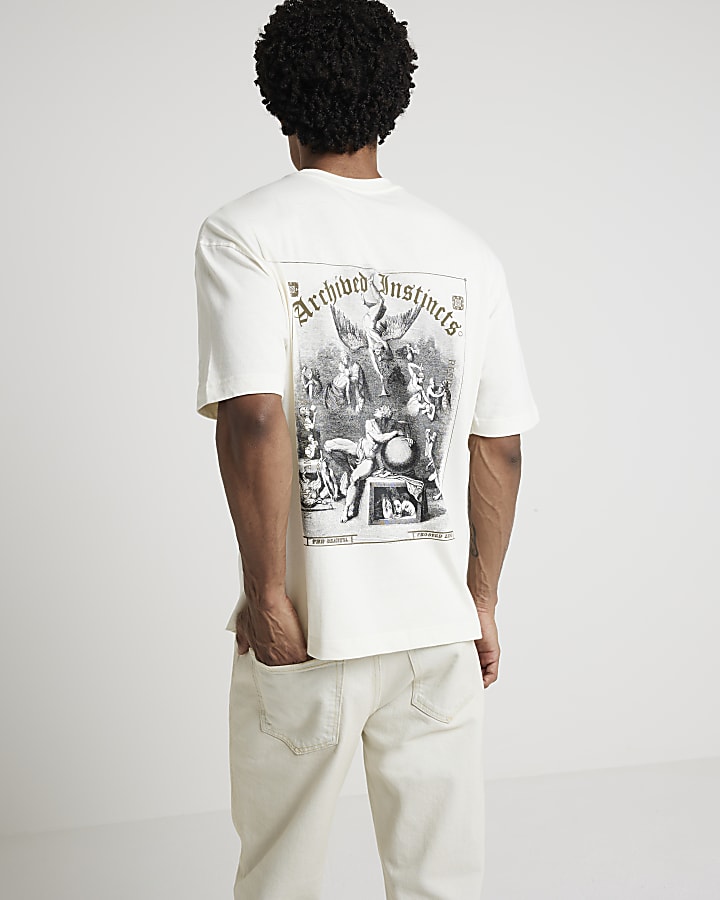 Ecru oversized fit graphic t-shirt