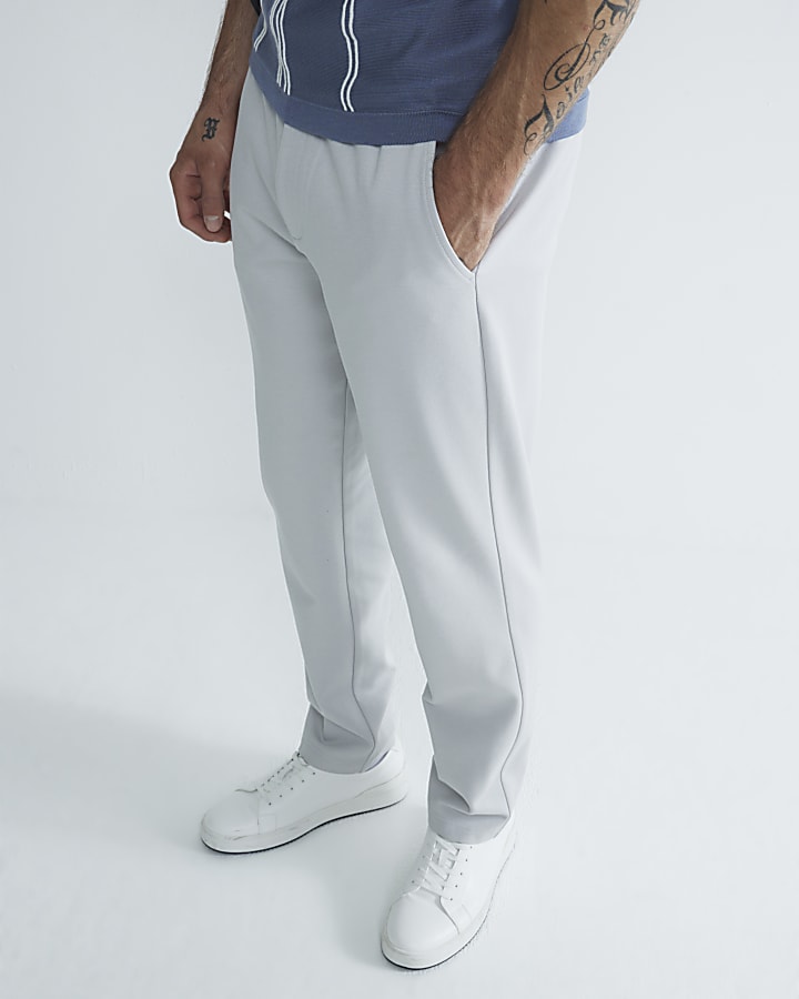 Grey Slim Fit Pull On Twill Joggers