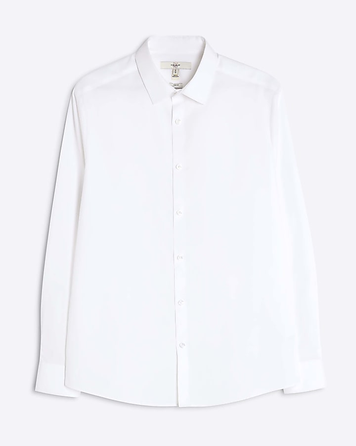 White slim fit long sleeve shirt