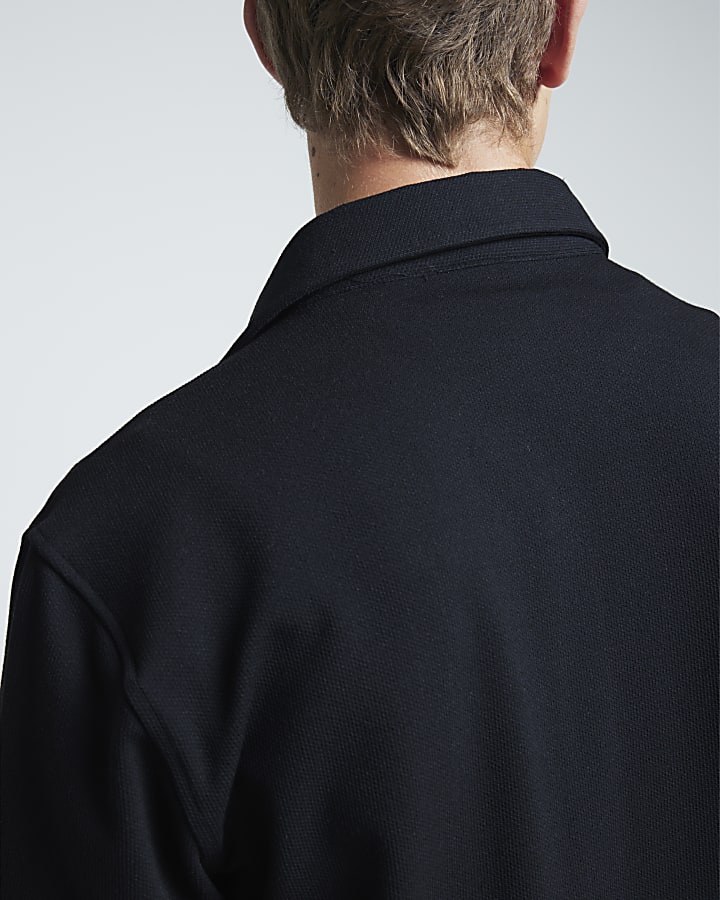 Black Regular Fit Jersey Stretch Overshirt