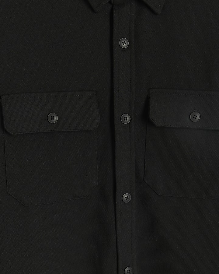 Black Regular Fit Jersey Stretch Overshirt