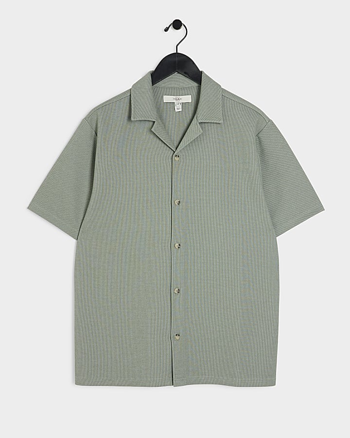 Green Slim Fit Jersey Revere Shirt