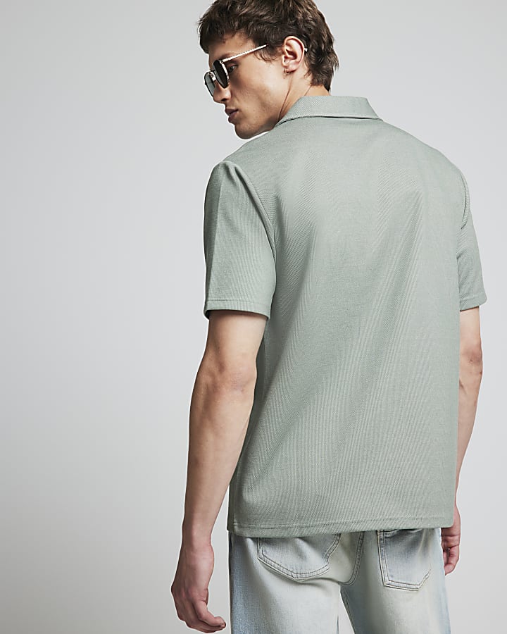 Green Slim Fit Jersey Revere Shirt