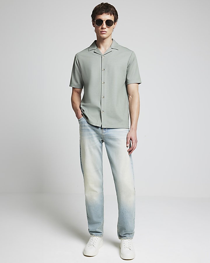 Green Slim Fit Jersey Revere Shirt