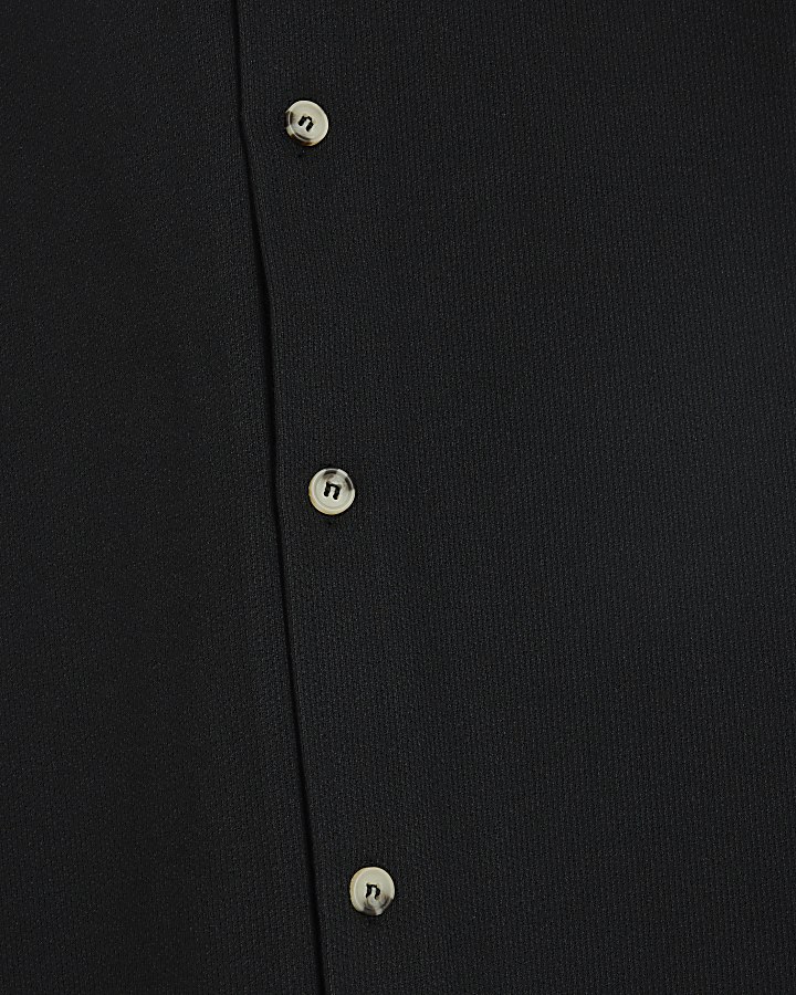 Black slim fit jersey revere shirt