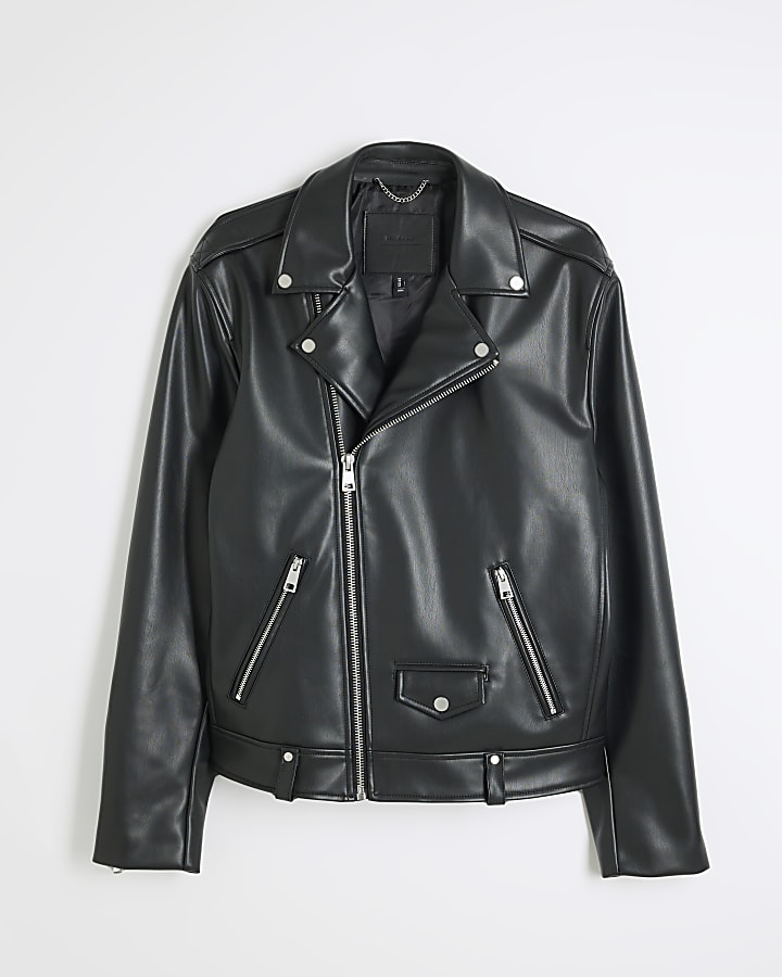 Black Faux Leather Biker Jacket