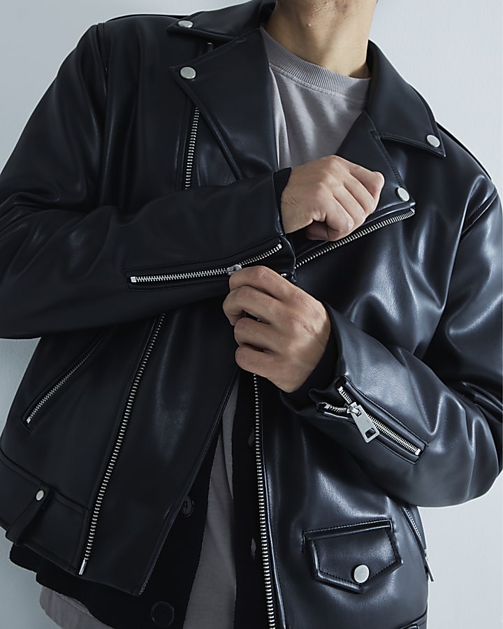 Black Faux Leather Biker Jacket