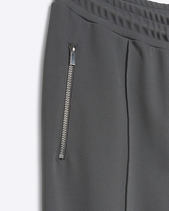 Grey slim fit stretch textured joggers