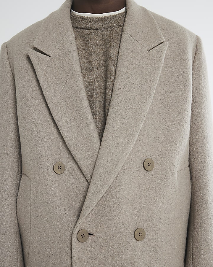 Beige Boucle Overcoat