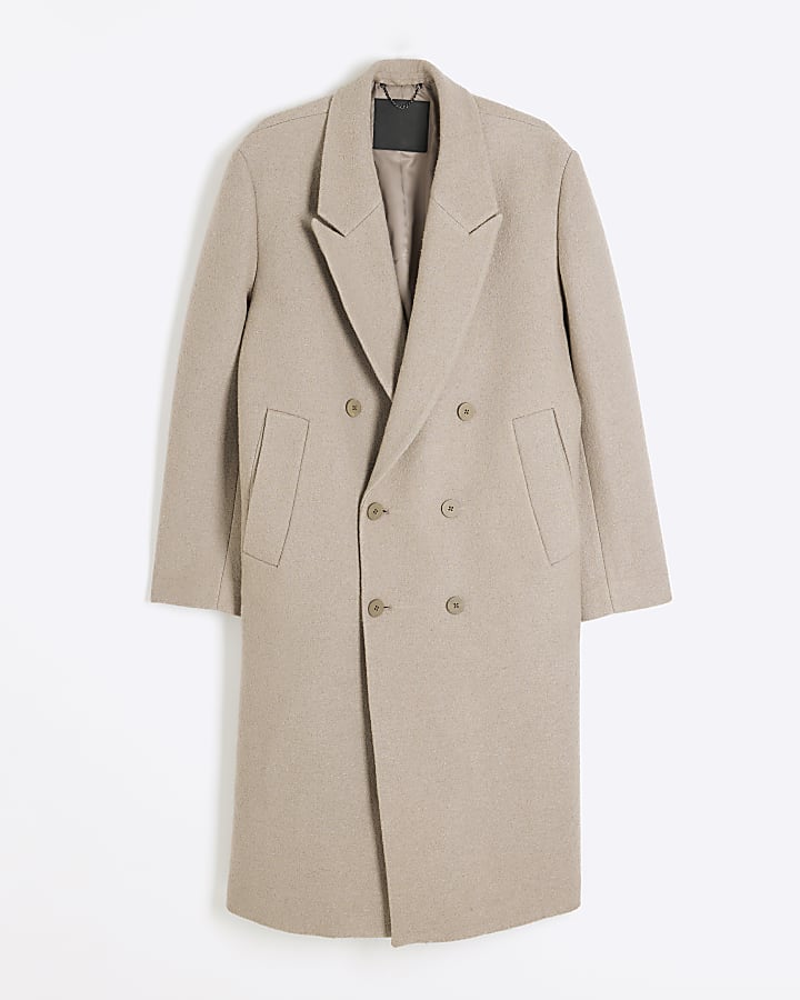 Beige Boucle Overcoat