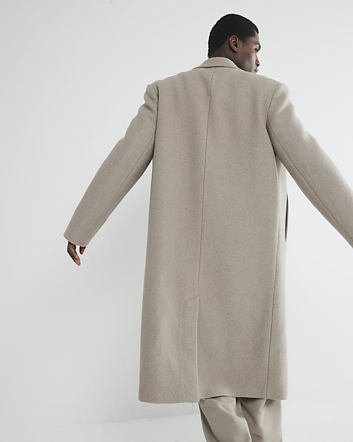 Beige Boucle Overcoat