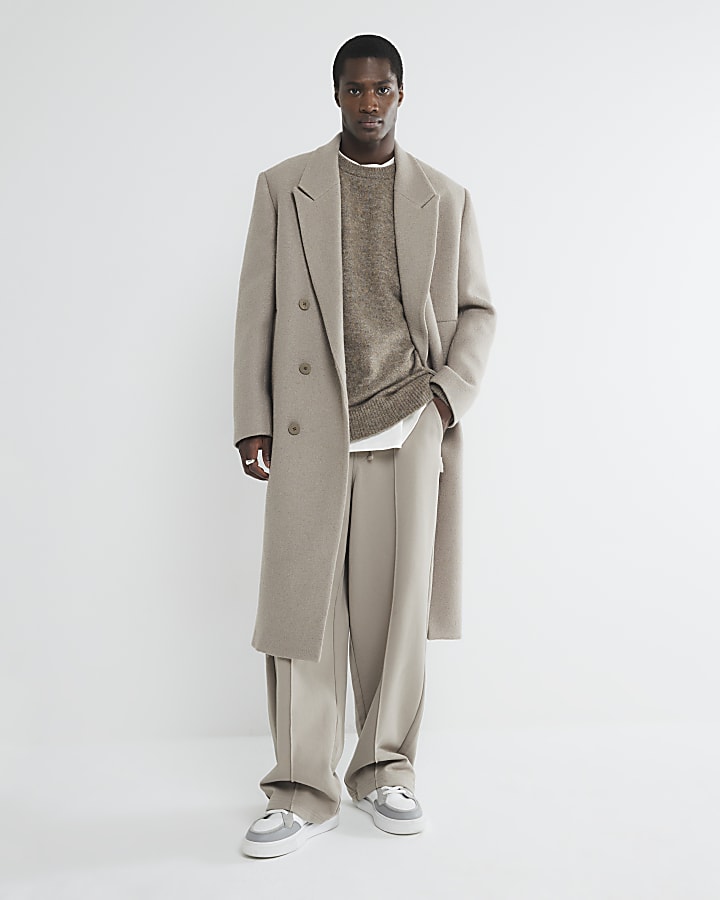 Beige Boucle Overcoat