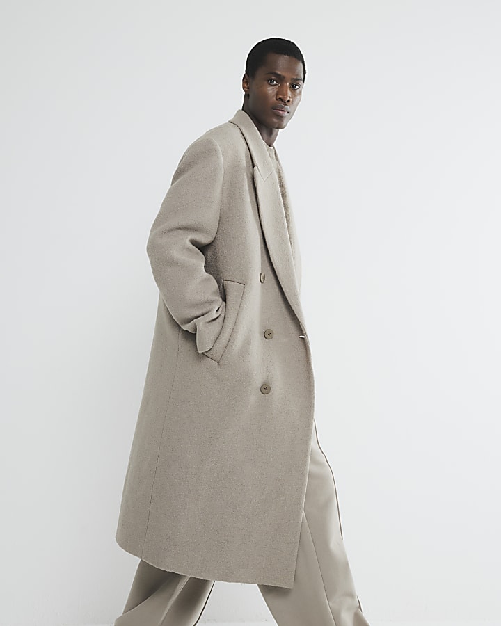 Beige Boucle Overcoat