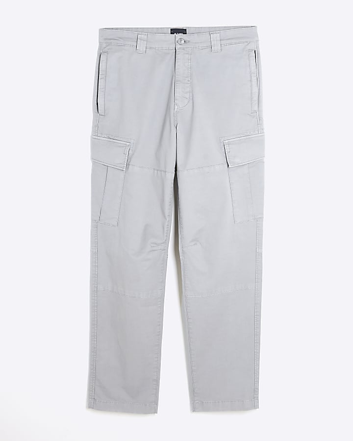 Grey Regular Fit Cargo Trousers
